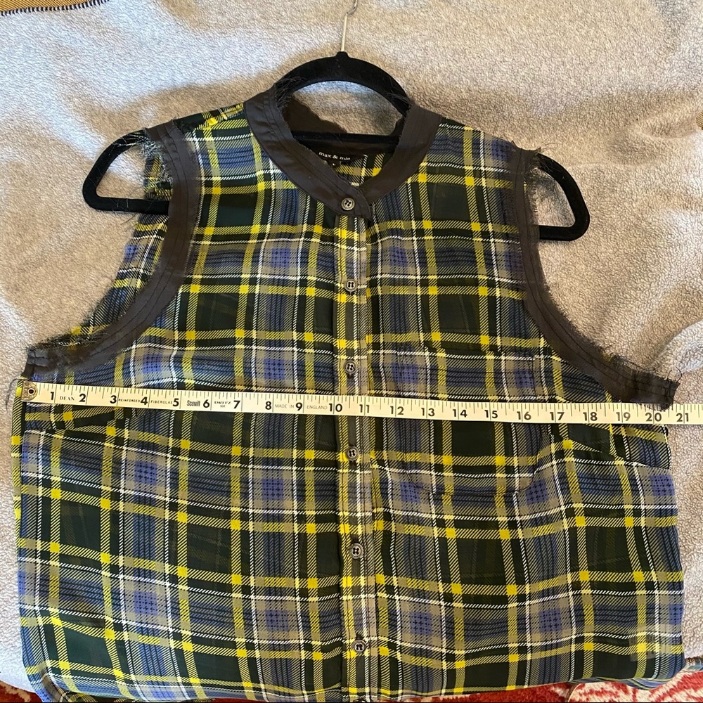 Max & Mia Sheer Plaid Sleeveless Blouse - Picture 6 of 9